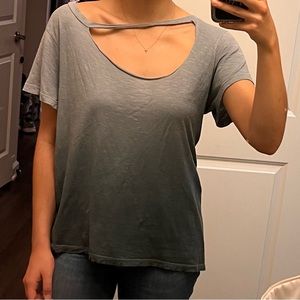 LNA cut out blue ombré tee